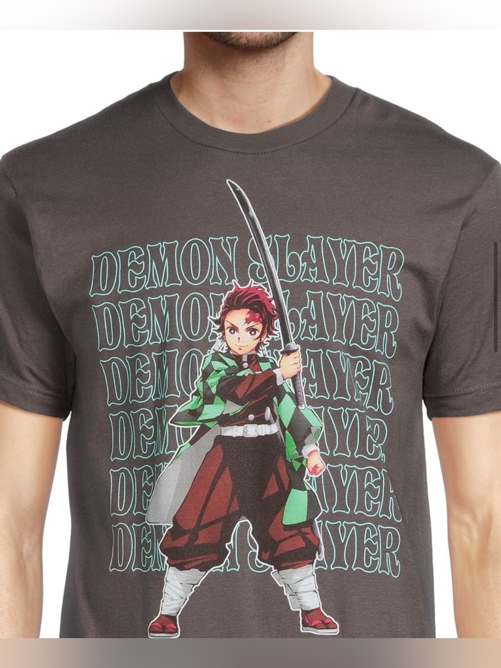 Demon Slayer Graphic Tee Tanjiro Kamado- Charcoal